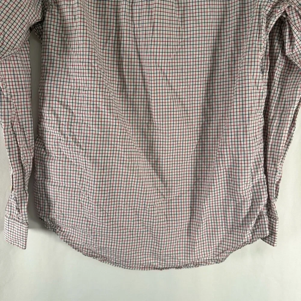 Ralph Lauren Dress Shirt Men's Medium Red Blue Plaid Button Up Long Sleeve